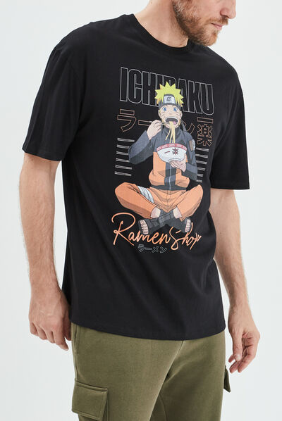 T-shirt manches courtes coton Naruto noir homme