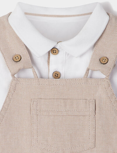 Ensemble 2 pièces salopette polo coton sable bébé garçon