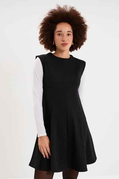 Robe courte trap&egrave;ze sans manches noir femme