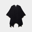 Poncho &agrave; franges ample noir femme