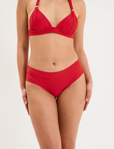 Bas de maillot de bain d&eacute;tails noeuds rouge fonc&eacute; femme