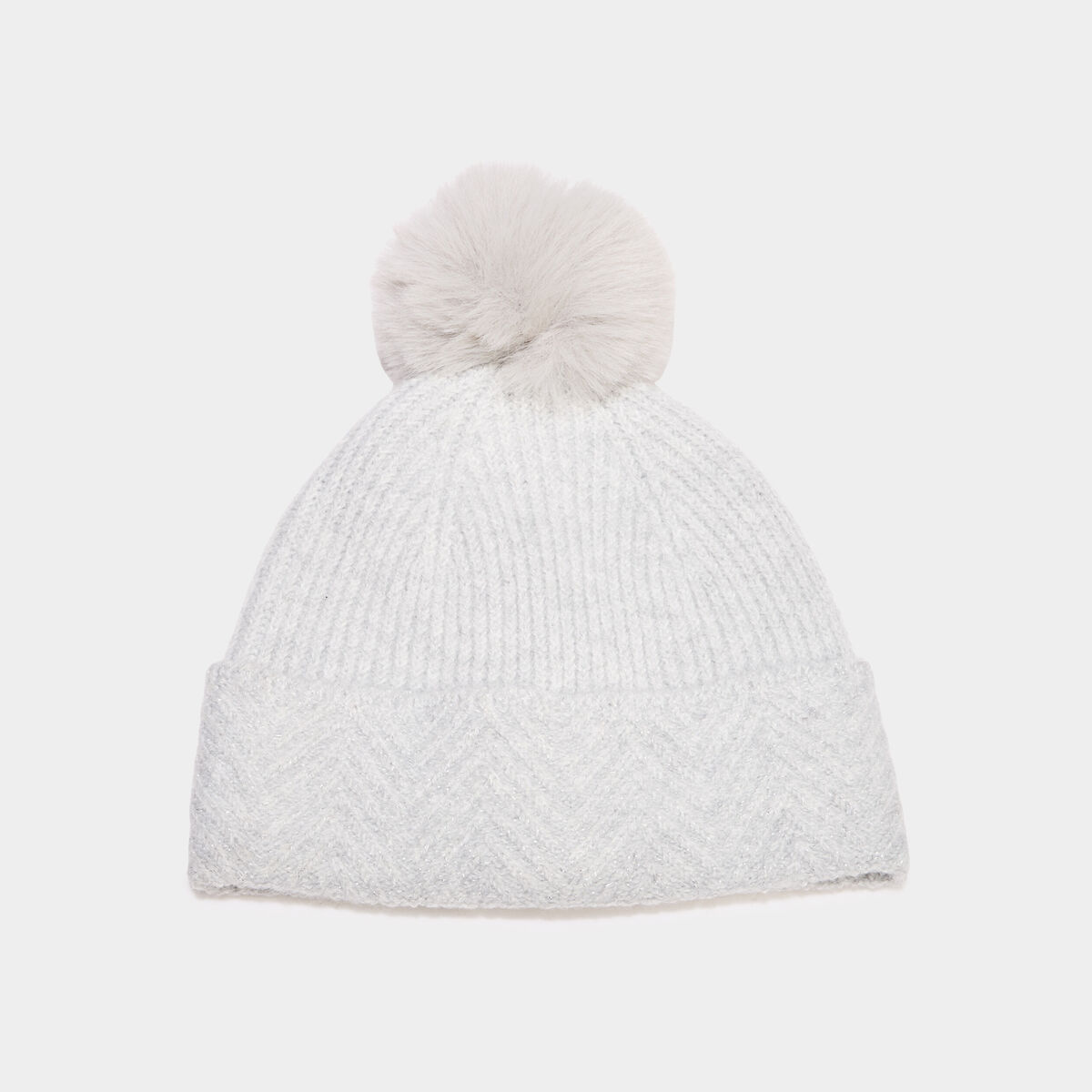 Bonnet &agrave; pompon gris femme