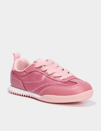 Tennis basses effet satin rose fille