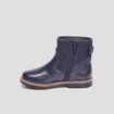 Bottines avec noeuds en cuir bleu fille