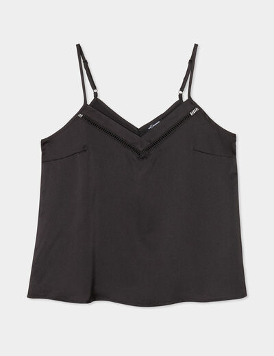 Caraco effet satin noir femme