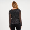Blouse sequins avec col cache-coeur noir femme