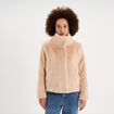 Veste fausse fourrure col montant beige femme
