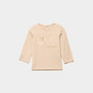 T-shirt manches longues col rond coton beige b&eacute;b&eacute; fille
