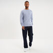 Pull droit col rond coton m&eacute;lang&eacute; bleu clair homme