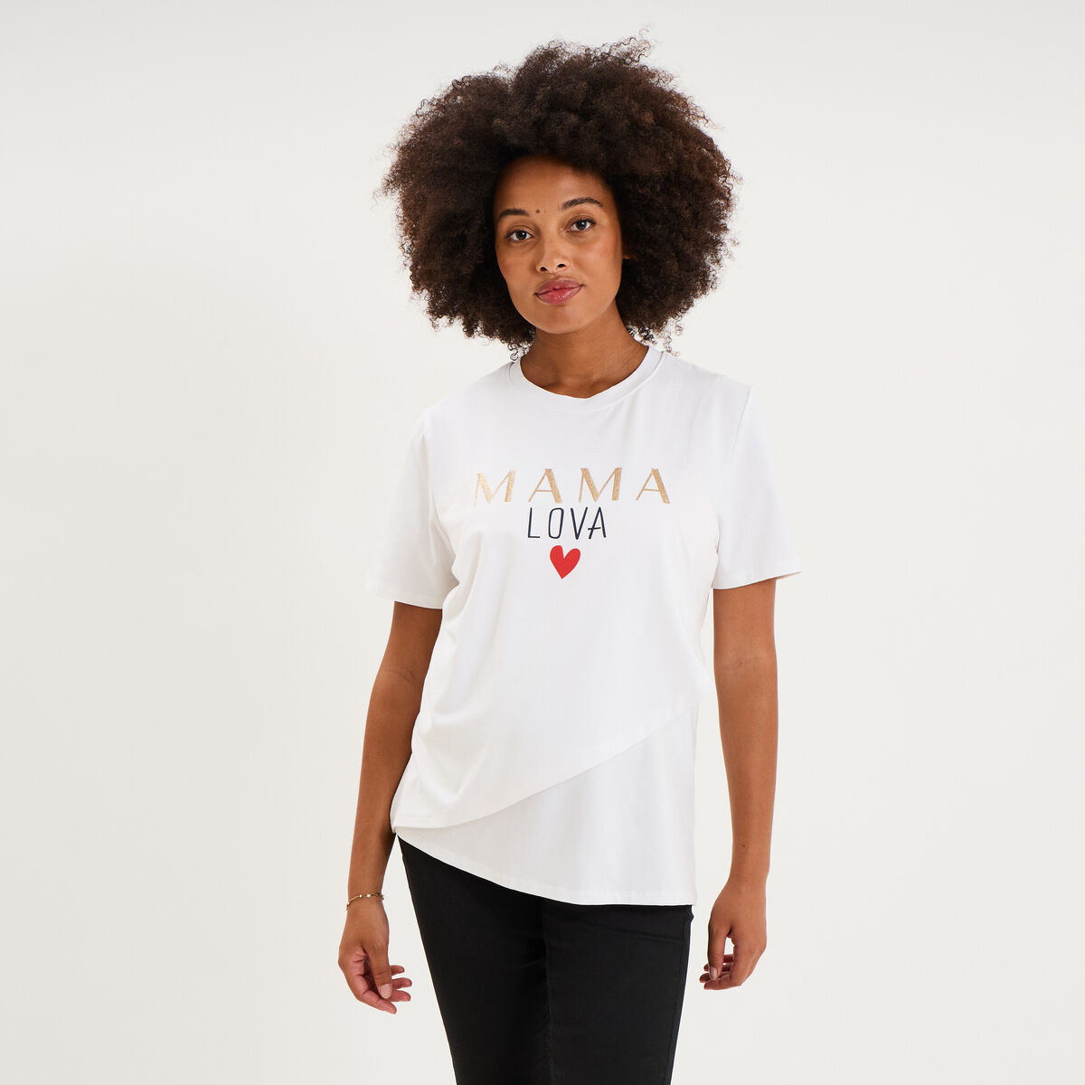 T-shirt manches courtes allaitement blanc femme maternit&eacute;