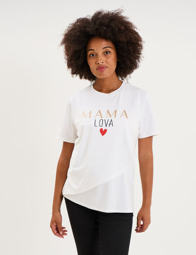 T-shirt manches courtes allaitement blanc femme maternit&eacute;