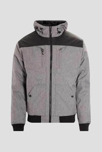Blouson droit à capuche gris homme