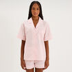 Ensemble pyjama chemise et short ecru femme