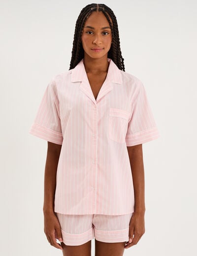 Ensemble pyjama chemise et short ecru femme