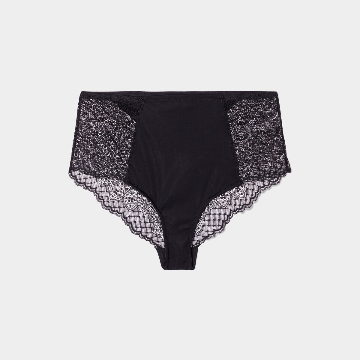Culotte haute avec dentelle noir femme grande taille