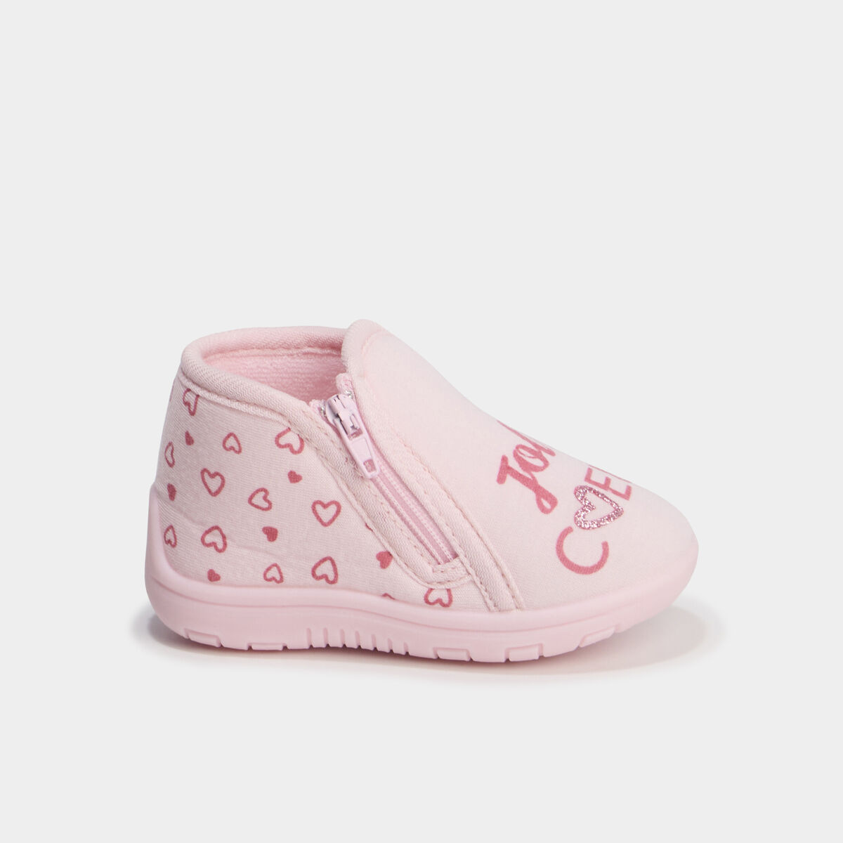 Chaussons bottillons zipp&eacute;s rose b&eacute;b&eacute; fille