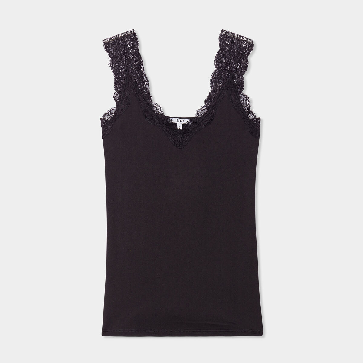 Débardeur ajusté détail dentelle noir femme