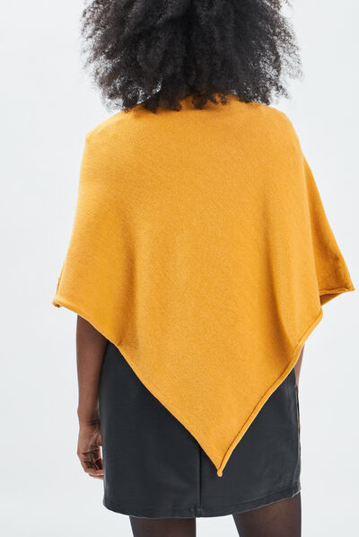 Poncho asymétrique jaune moutarde femme