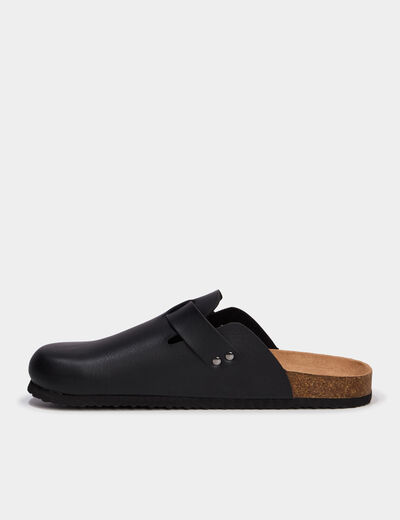 Mules plates noir homme