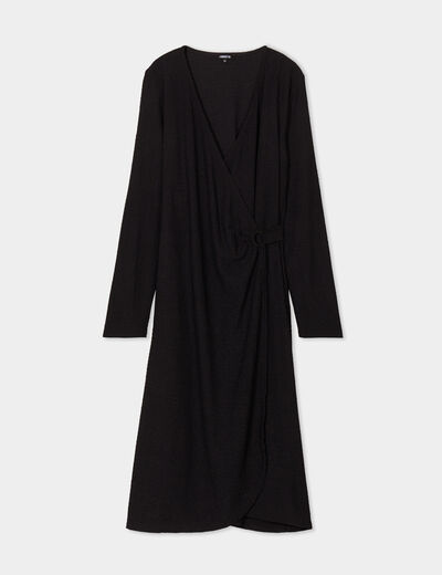Robe midi portefeuille fluide Liberto noir femme