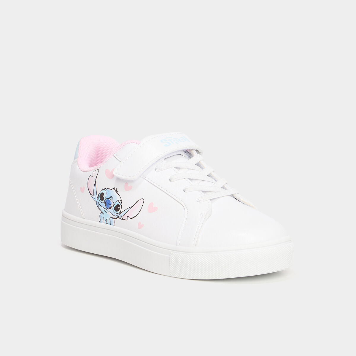 Tennis basses &agrave; scratchs Stitch blanc fille