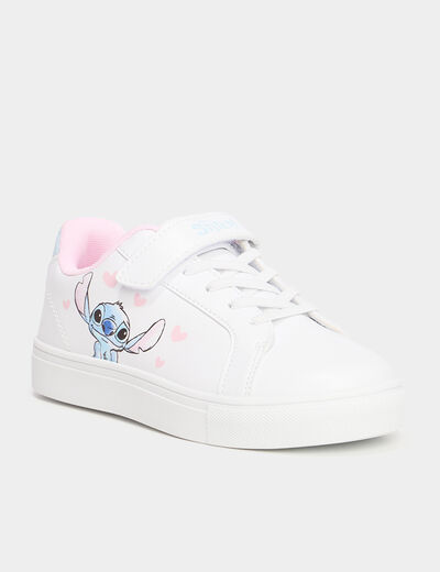 Tennis basses à scratchs Stitch blanc fille