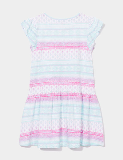 Robe courte évasée à volants blanc fille