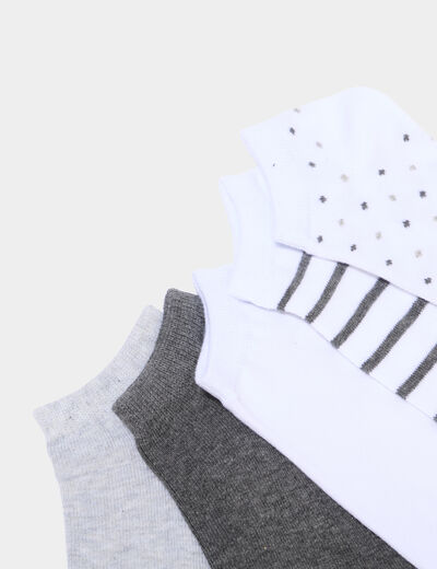 Lot 5 paires chaussettes invisibles gris clair femme