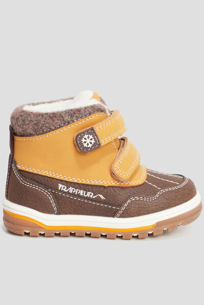 Bottines fourrées à scratchs Trappeur camel bébé garçon