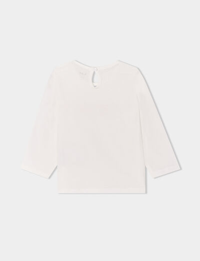 T-shirt manches longues coton blanc bébé fille