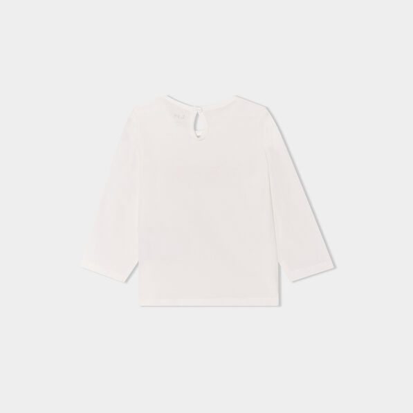 T-shirt manches longues coton blanc bébé fille