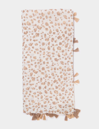 Foulard motif panth&egrave;re ivoire femme