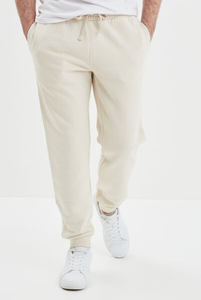 Jogging droit molleton ecru homme