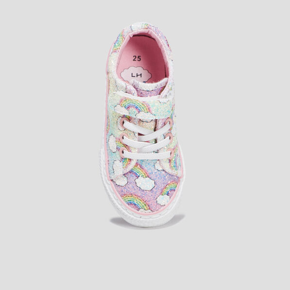 tennis en toile a scratchs pailletees multicolore fille Tennis en toile à scratchs pailletées multicolore fille