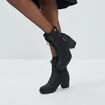 Bottines &agrave; talons et boucles noir femme