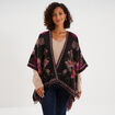 Poncho mi-long avec franges multicolore femme