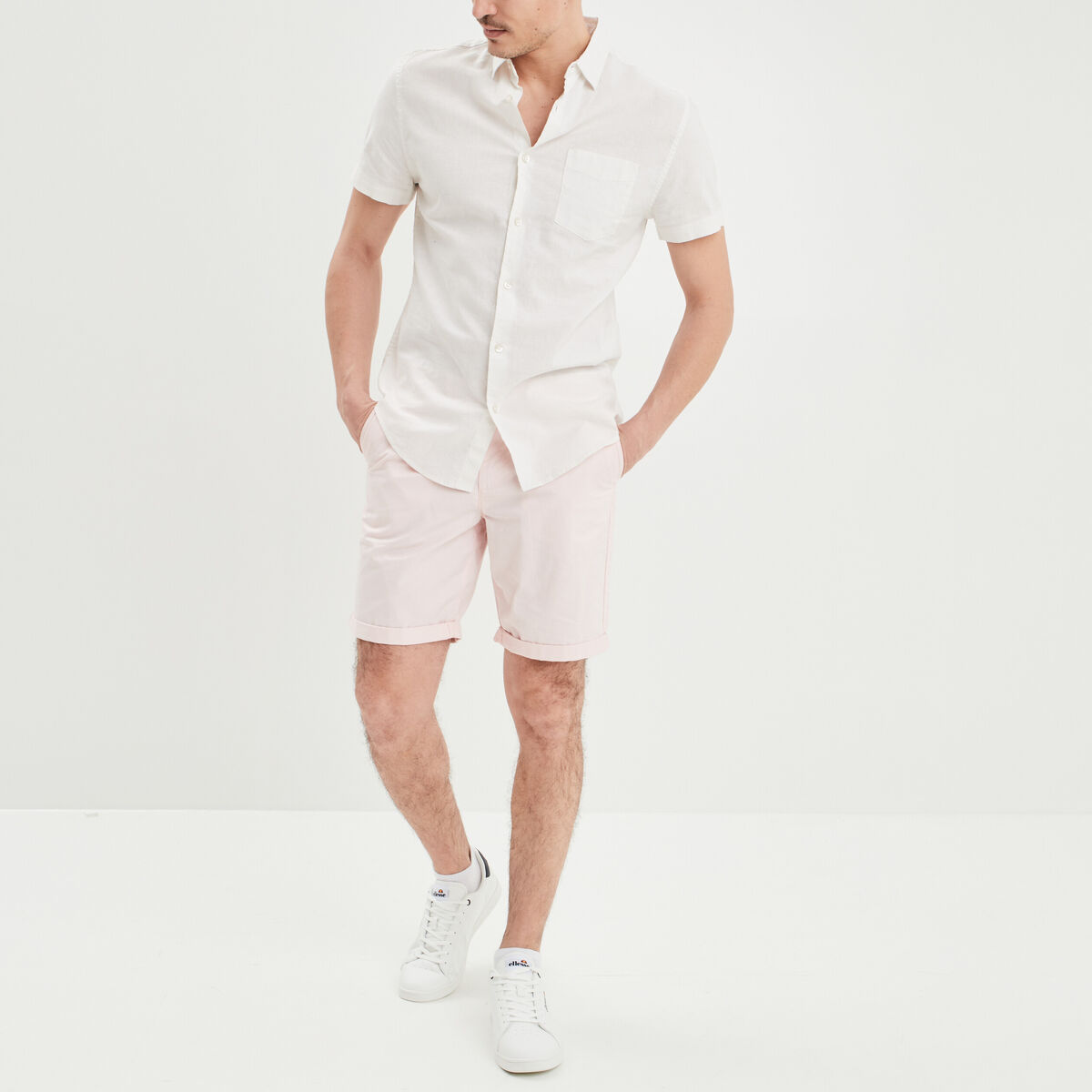 Bermuda chino regular rose homme