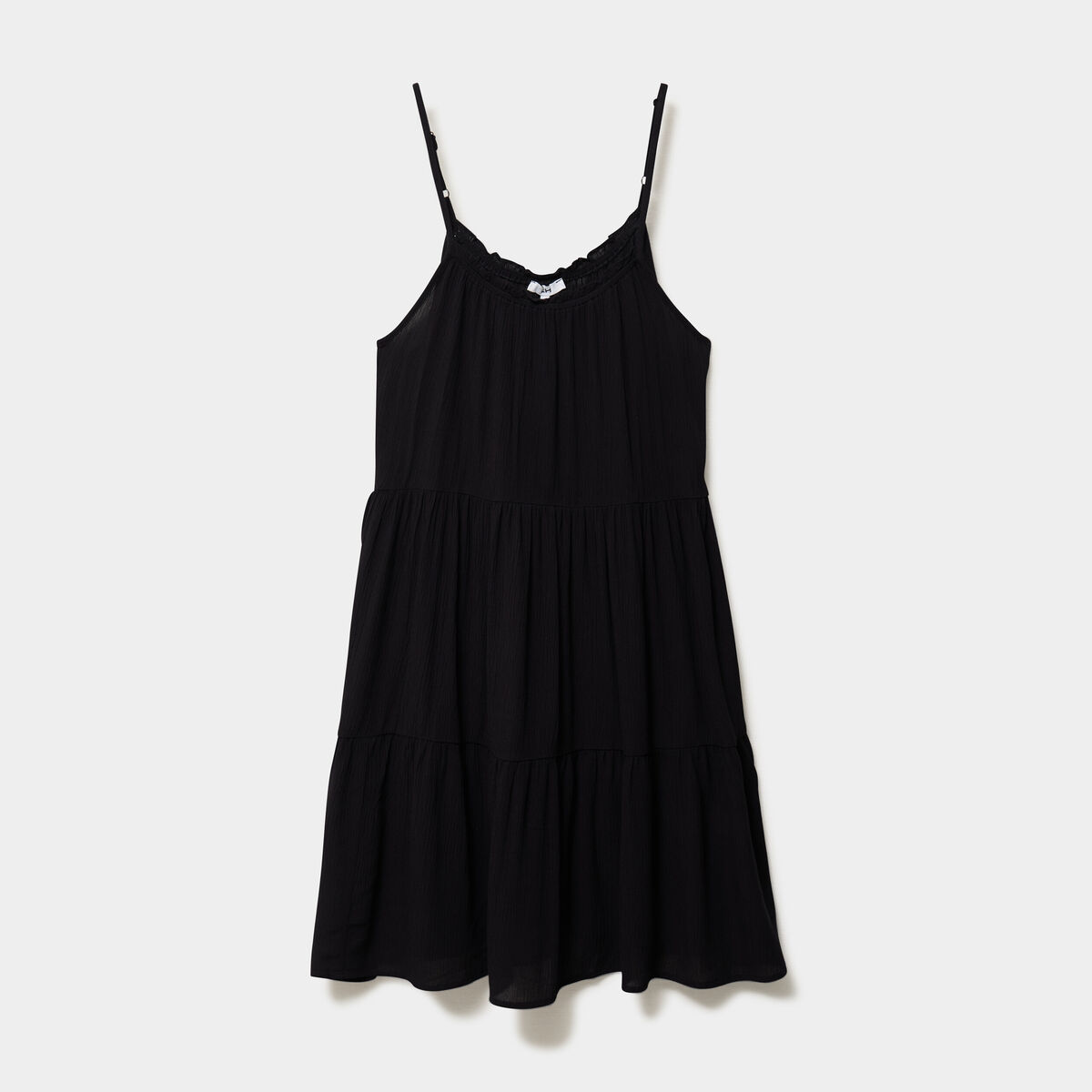 Robe fluide &agrave; volants fines bretelles noir femme