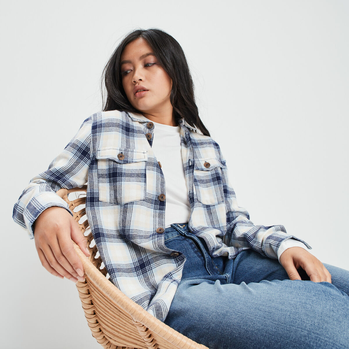 Chemise manches longues Creeks bleu clair femme