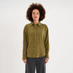 Chemise fluide manches longues oversize vert kaki femme