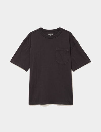 T-shirt 1 poche manches courtes coton gris fonc&eacute; homme