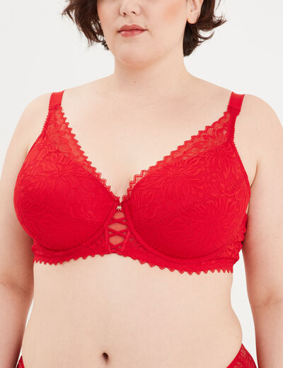 Soutien-gorge emboîtant dentelle rouge femme grande taille