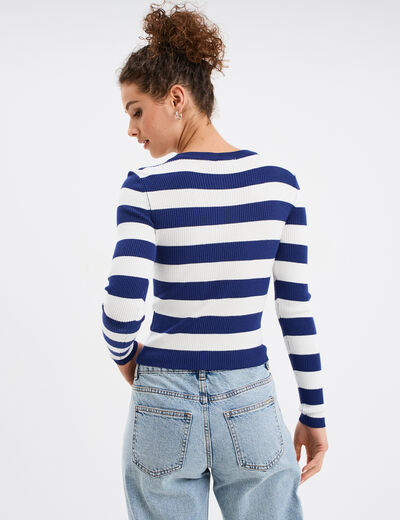 Pull côtelé manches longues Creeks blanc femme