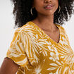 Robe caftant courte col en V jaune or femme
