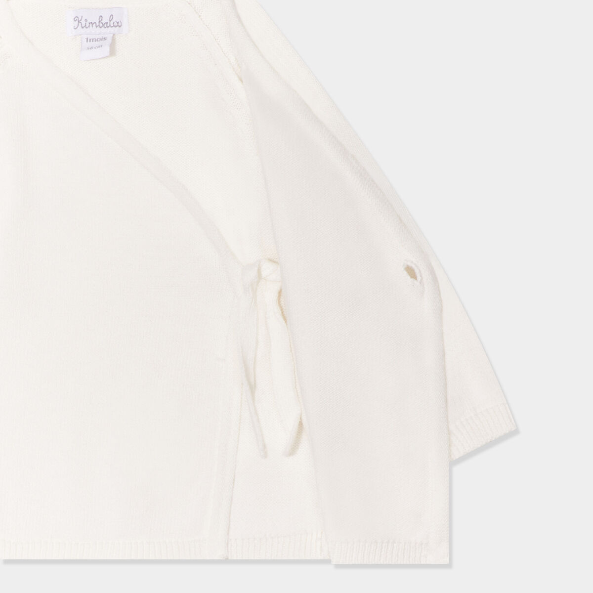 Gilet coton col cache-coeur blanc b&eacute;b&eacute; gar&ccedil;on