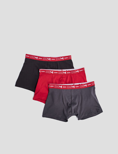 Lot 3 boxers coton stretch DIM rouge homme