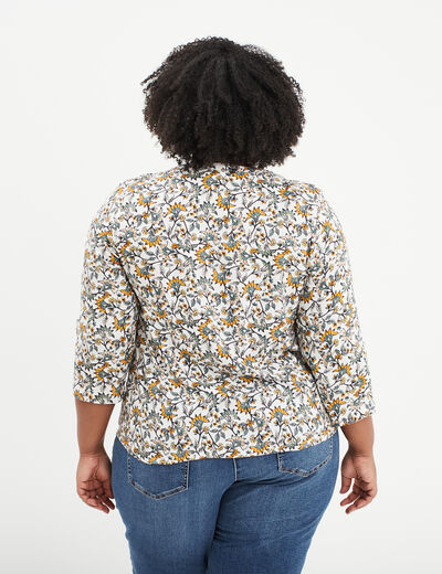 Blouse manches 3/4 retroussables ecru femme grande taille