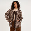 Veste sherpa doubl&eacute;e boutonn&eacute;e beige clair femme