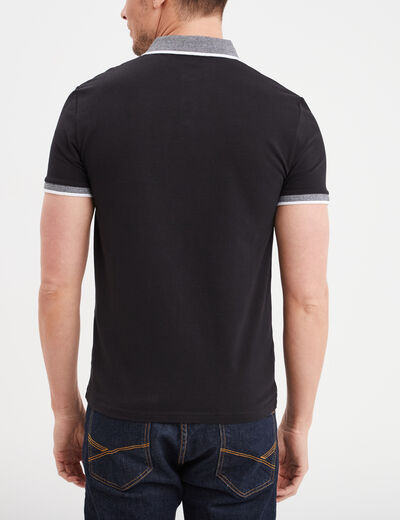Polo coton ajusté manches courtes noir homme