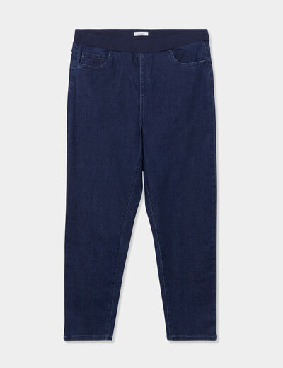 Jeans straight 7/8ème taille haute denim blue black femme grande taille
